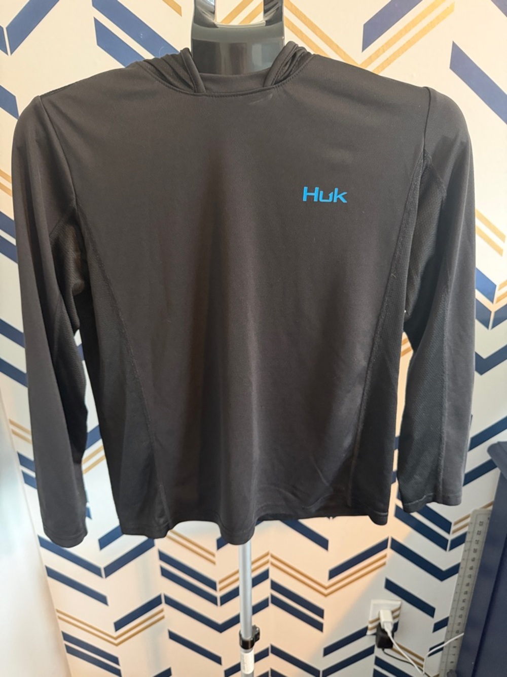 Huk Black Performance Hoodie with Blue Logo